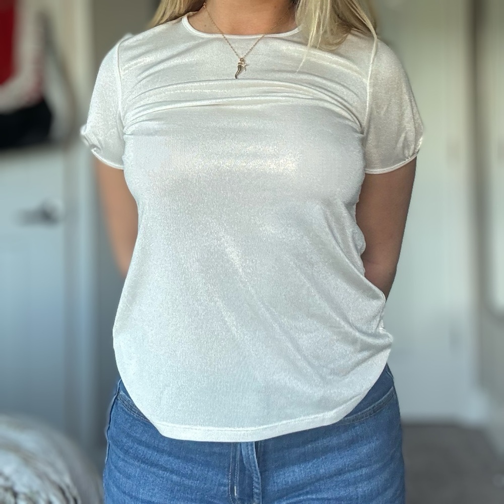Lauren by Ralph Lauren Metallic Short Sleeve Top